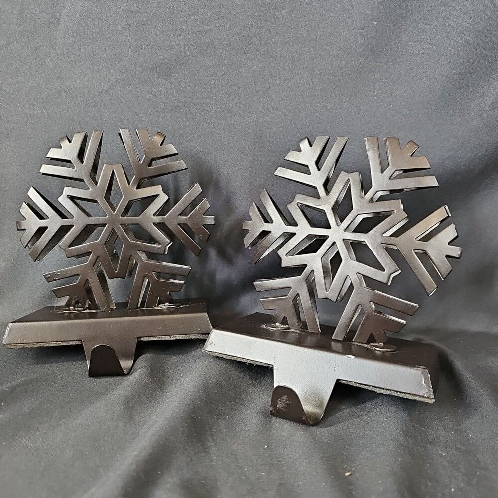Set Of 2 Brown Snowflake Stocking Holders